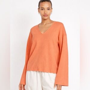 V-Neck Bell Sleeve Old Navy Peach Sweater Size M